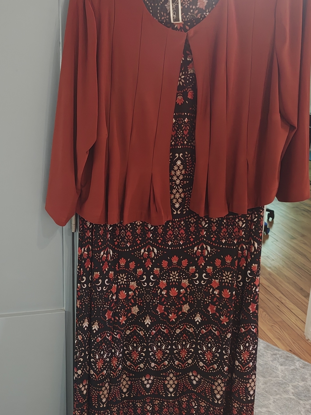 Julian Taylor Rust and Black Floral Maxi Skirt